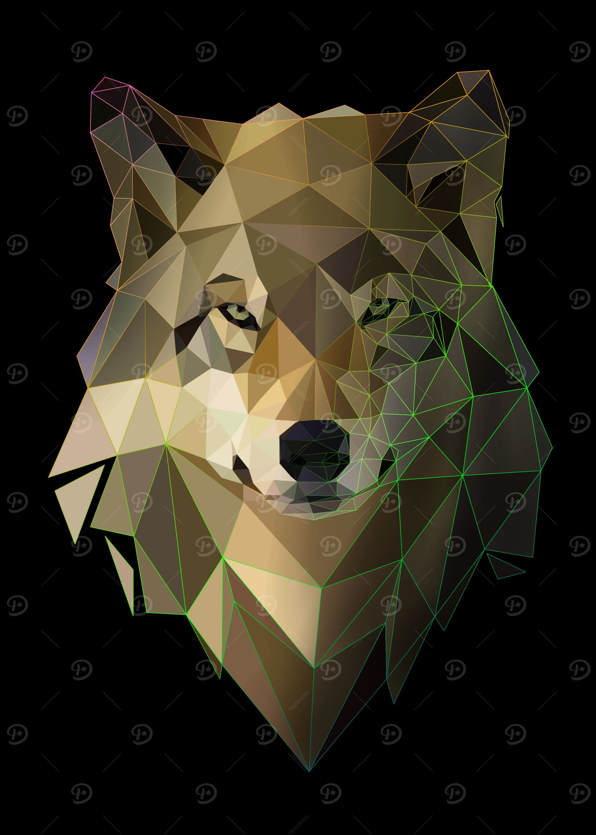 wolf on modern art lowpoly