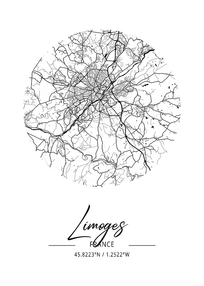 Limoges Area City Map