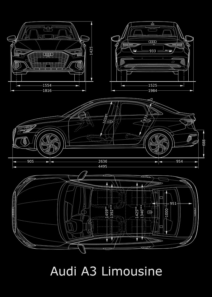 audi A3 2020 blueprint