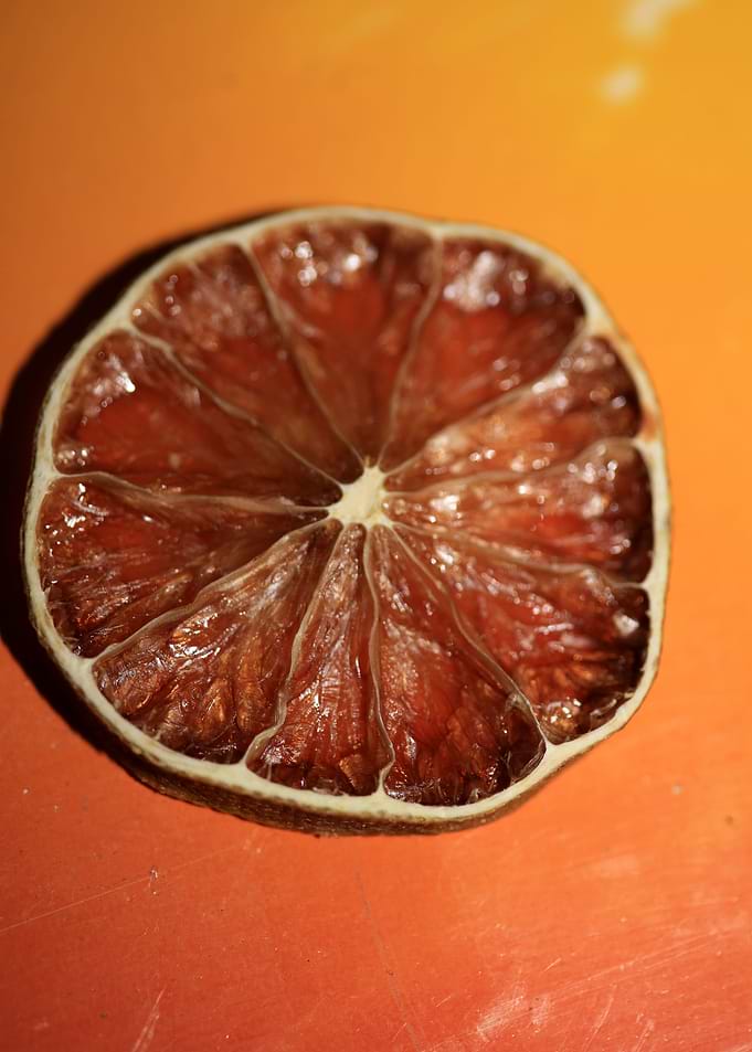 Dried lime slice close up