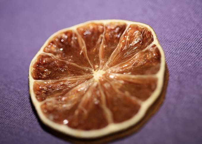 Dry lime fruit slice macro