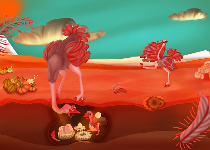 Ostrich family