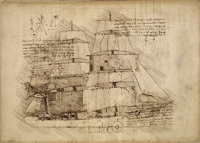 Three Master Ship Sketch