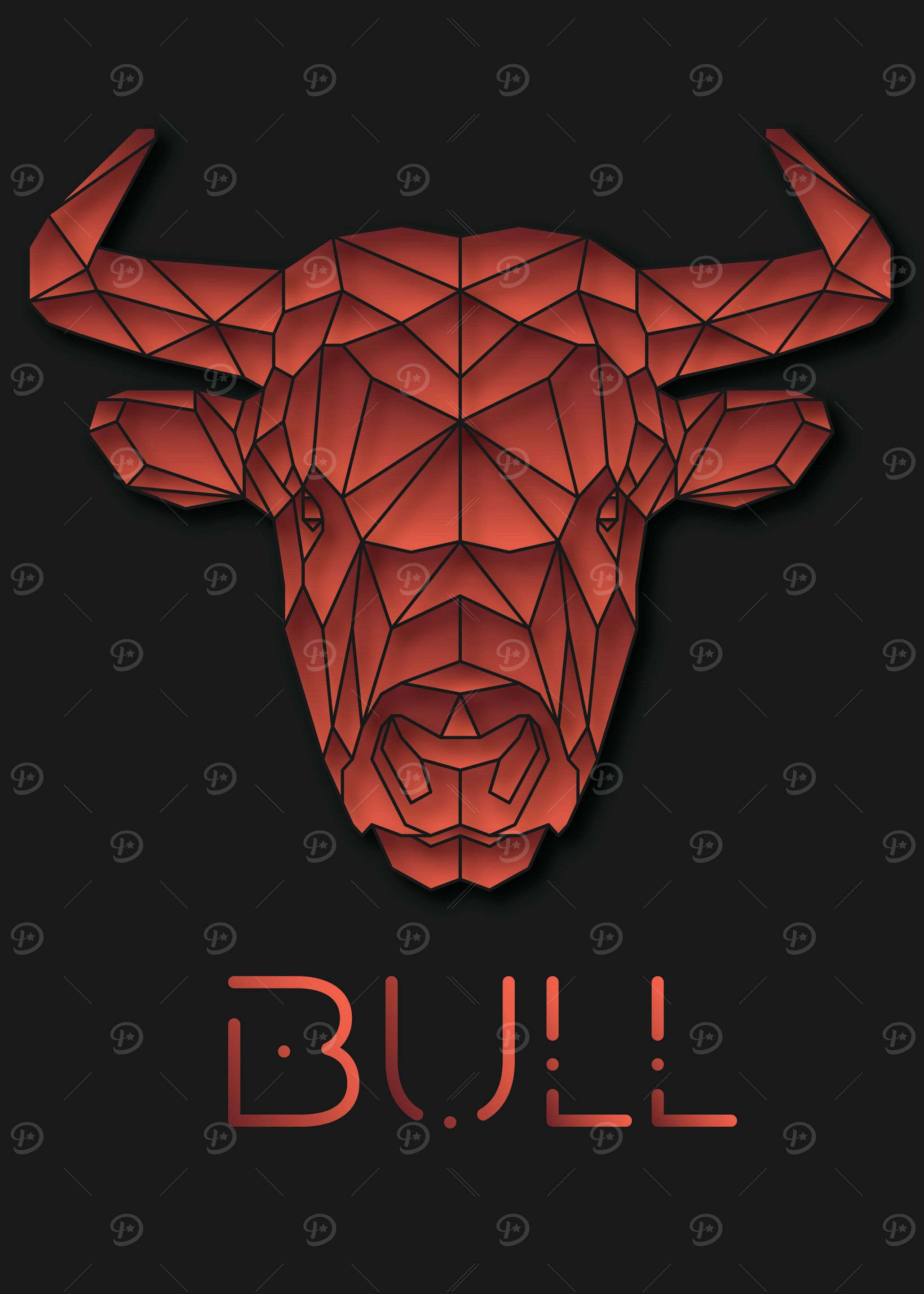 Bull Black Geometric Art