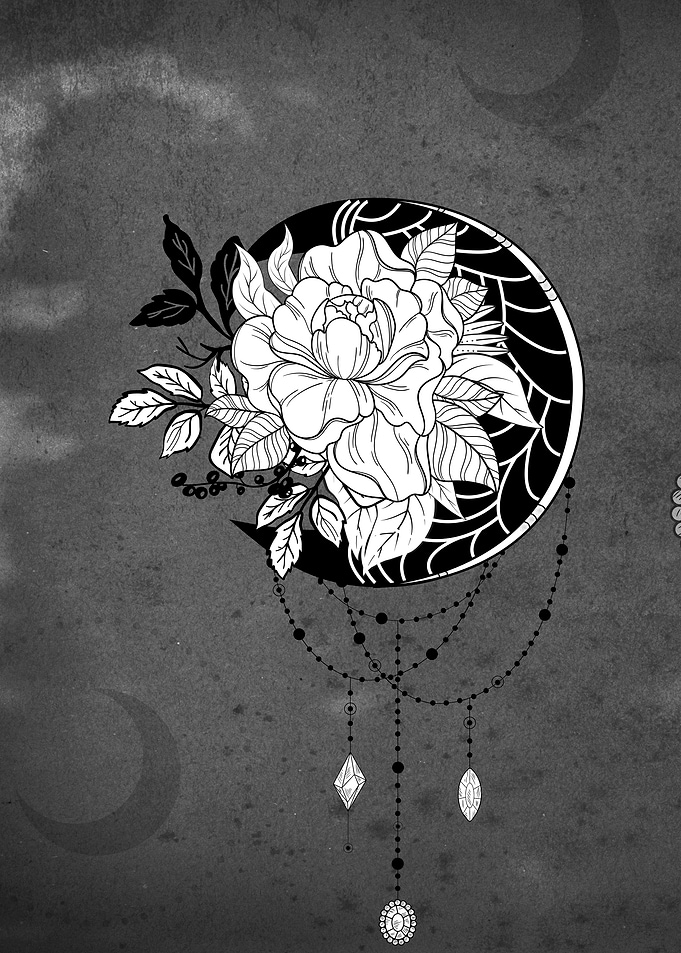Moon with flower