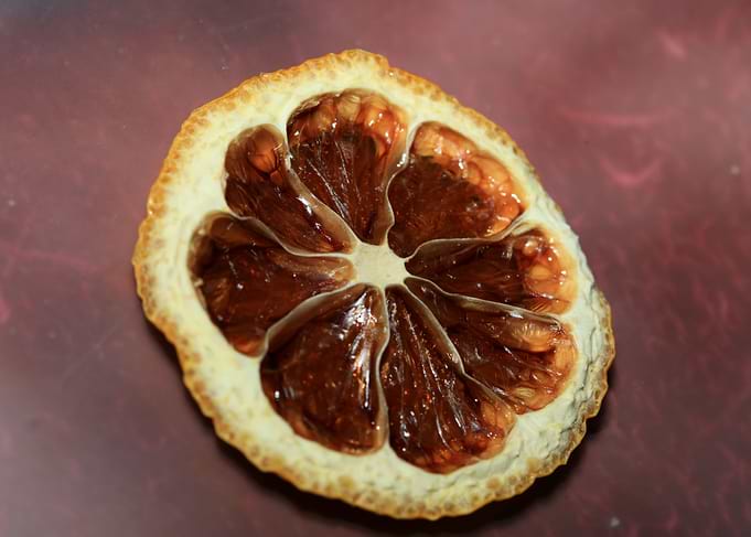 Dried lemon slice macro