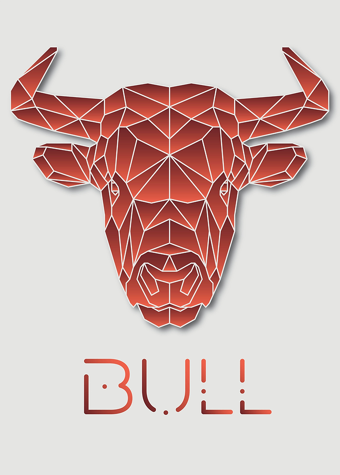 Bull White Geometric Art