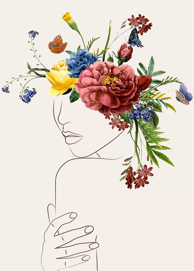 Abstract Women with Flower