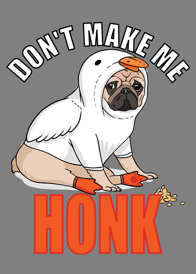 Cute Pug in Goose Costume