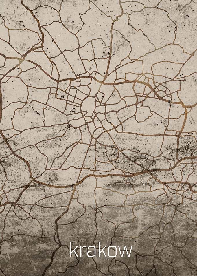 Krakow Rusty Street Map