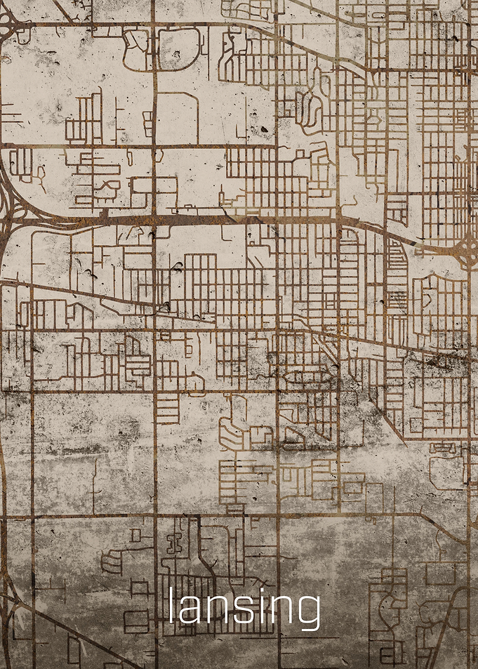 Lansing Rusty Street Map
