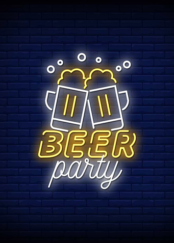Beer Party Neon Retro