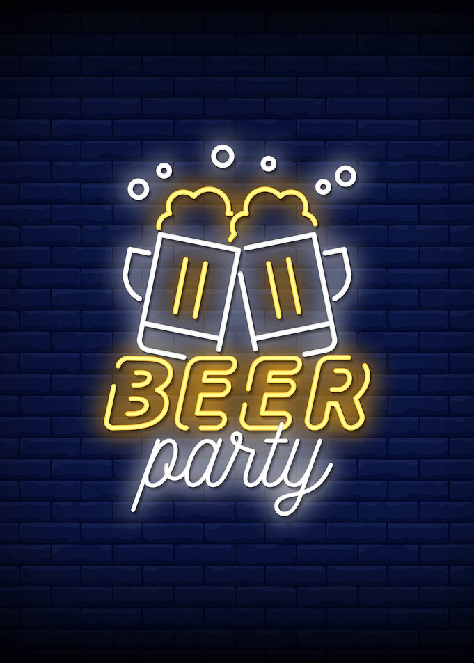 Beer Party Neon Retro