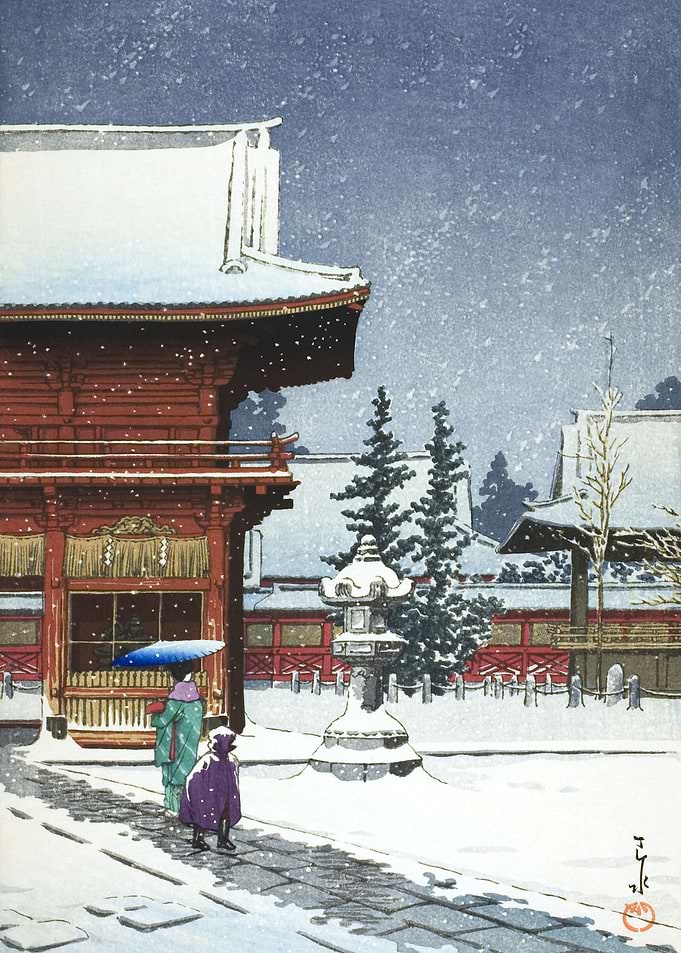 Nezu Shrine In Snow