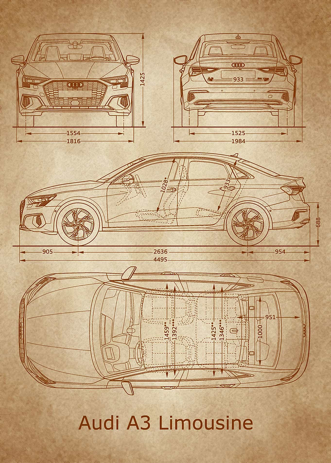 audi A3 2020 blueprint