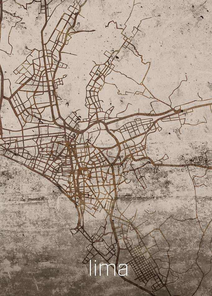 Lima City Rusty Street Map