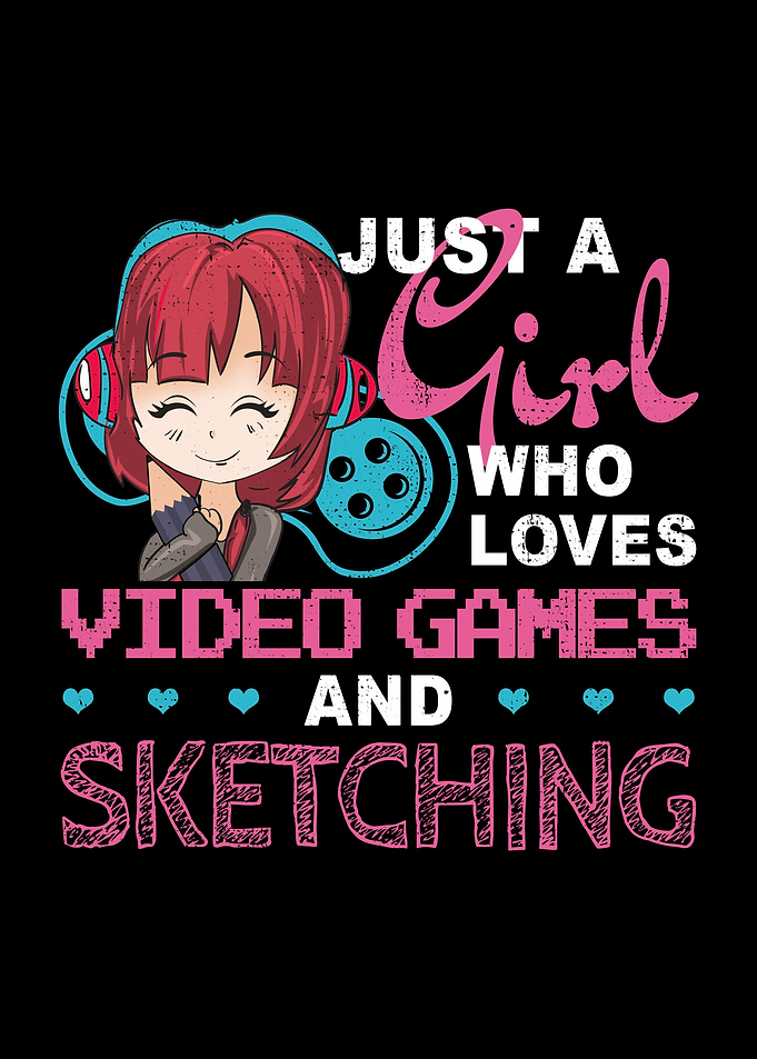 Gamer Girl Anime Sketching
