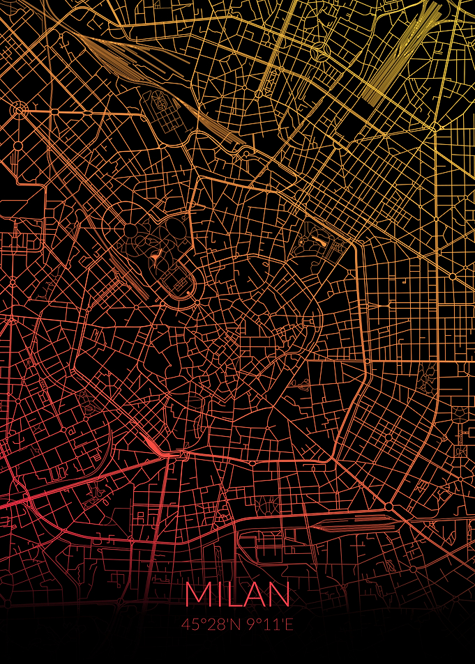 Milan Map Black Orange