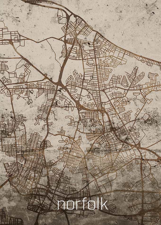 Norfolk Rusty Street Map