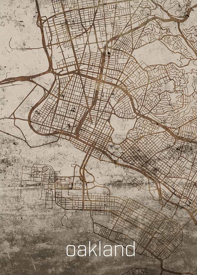Oakland Rusty Street Map