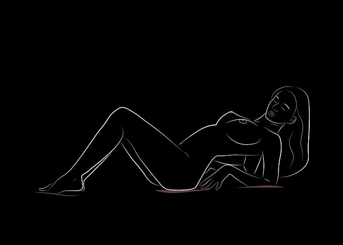 Lying Sexy Girl Line Art