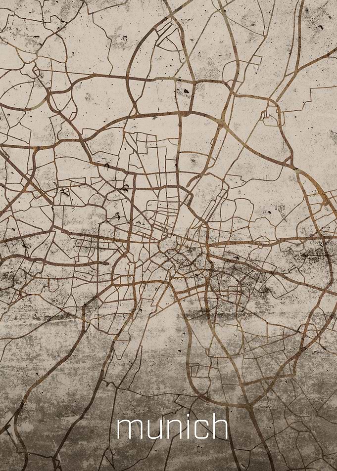 Munich Rusty Street Map