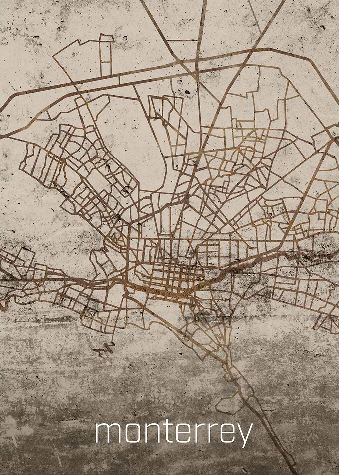 Monterrey Rusty Street Map