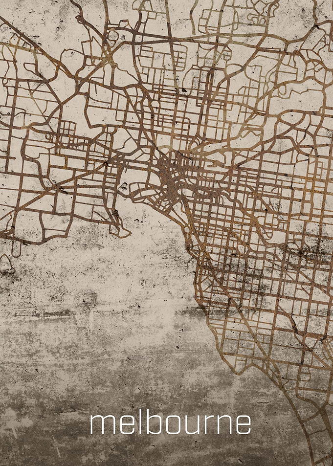 Melbourne Rusty Street Map