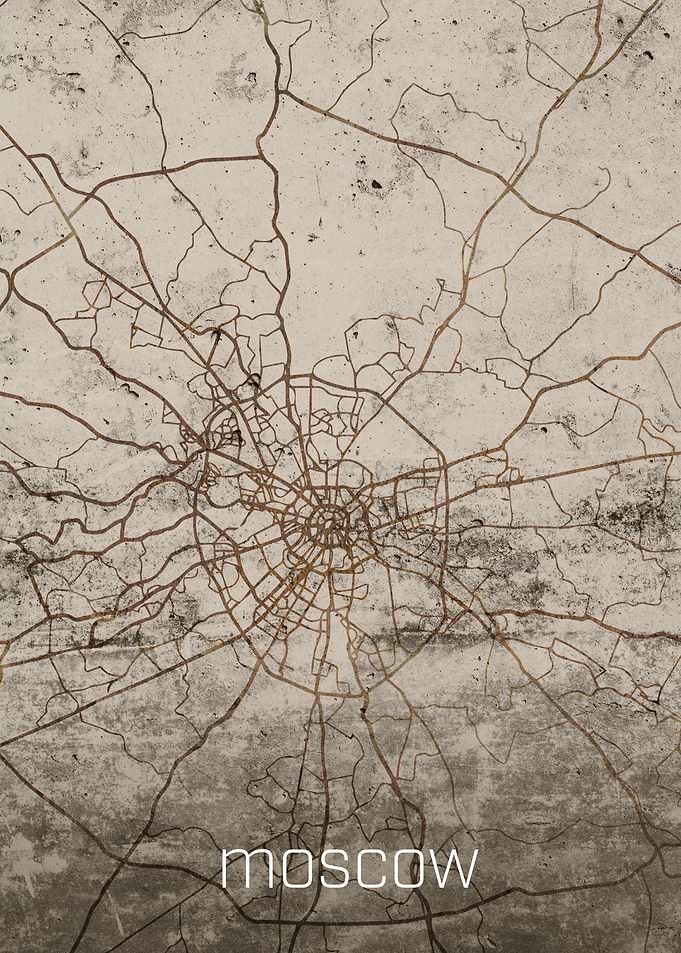 Moscow Rusty Street Map