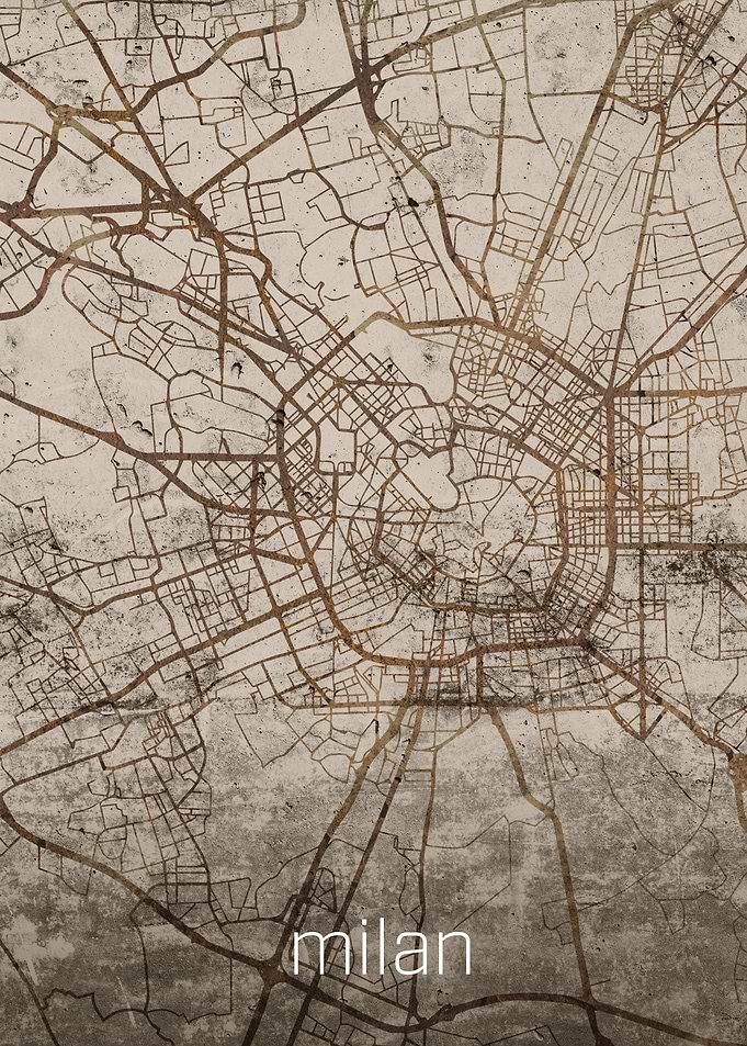 Milan Rusty Street Map