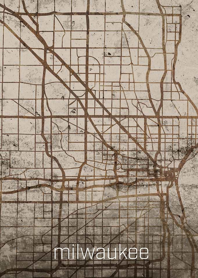 Milwaukee Rusty Street Map