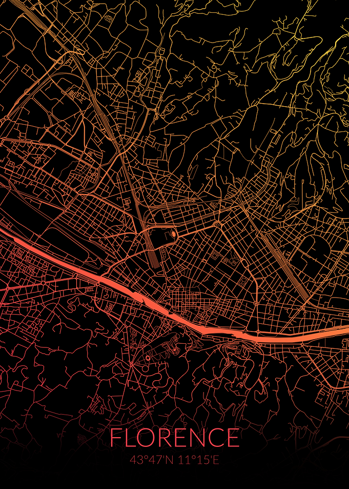 Florence Map Black Orange