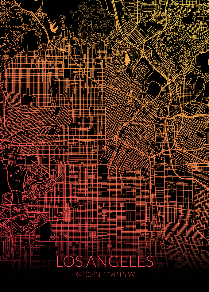 Los Angeles Map Black