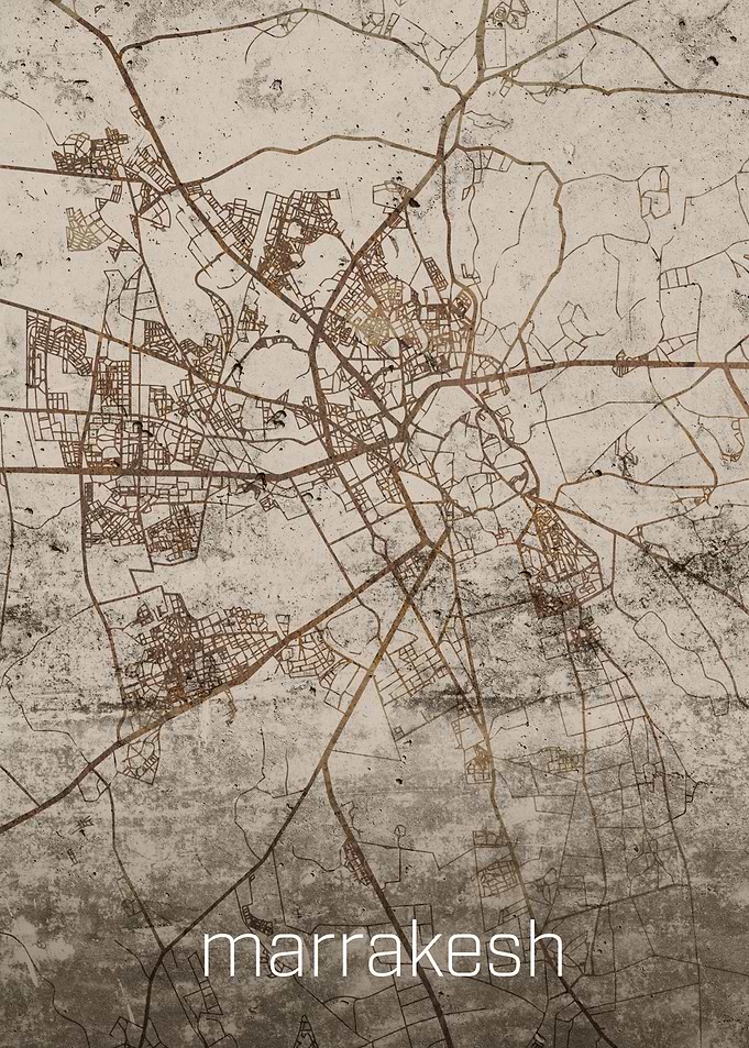 Marrakesh Rusty Street Map