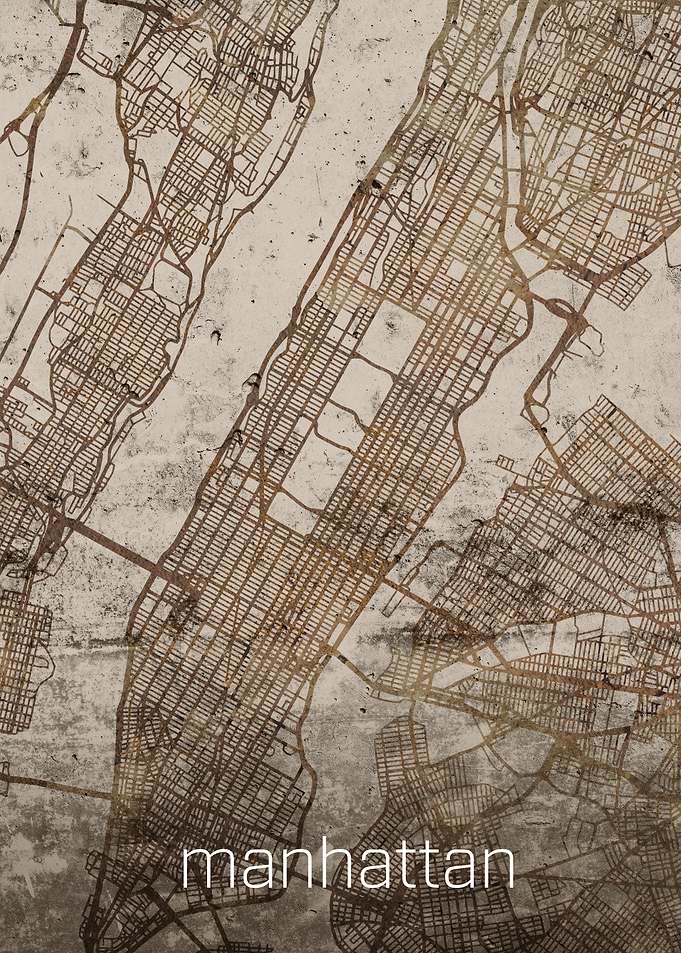 Manhattan Rusty Street Map