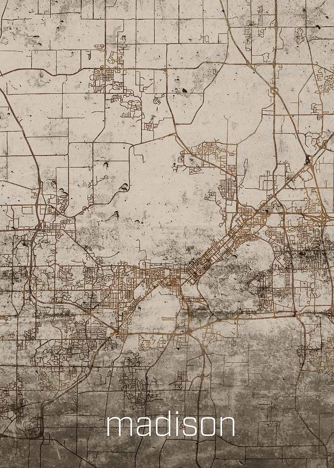Madison Rusty Street Map