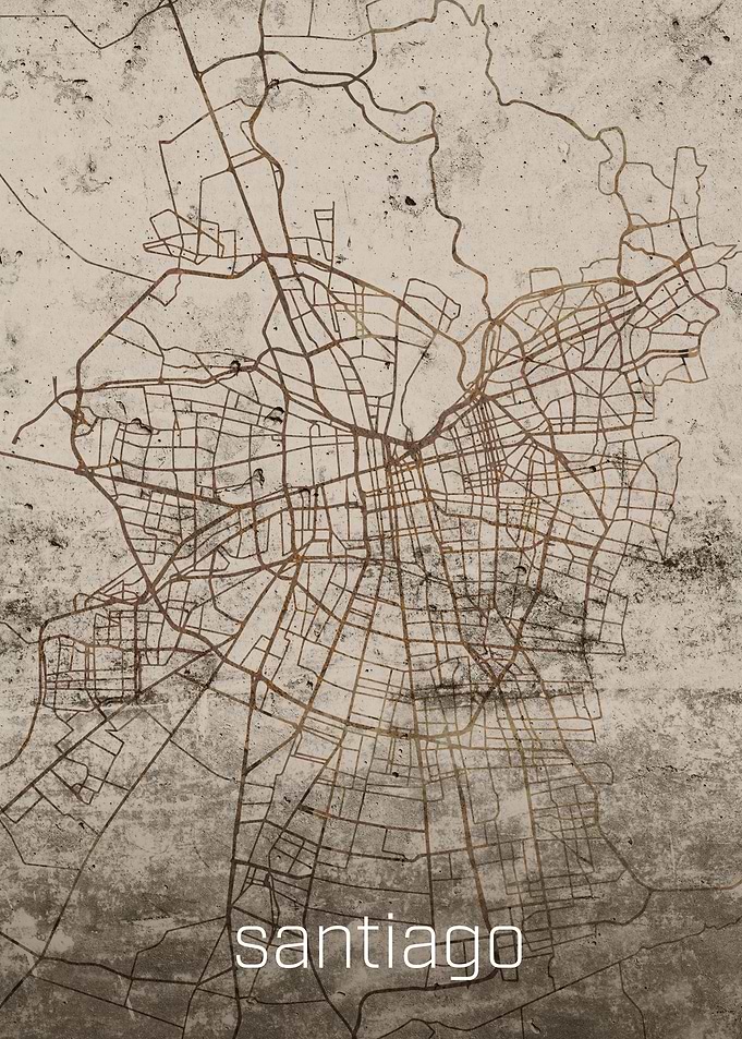 Santiago Rusty Street Map