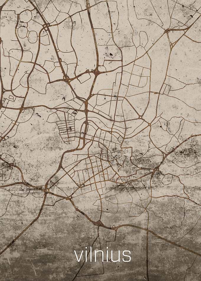 Vilnius Rusty Street Map