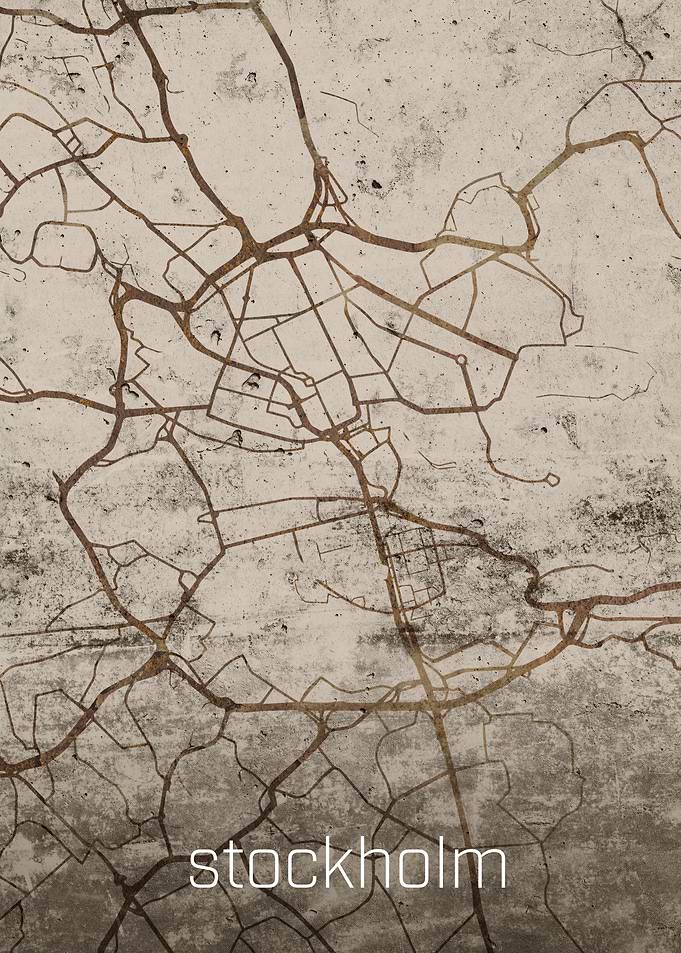 Stockholm Rusty Street Map
