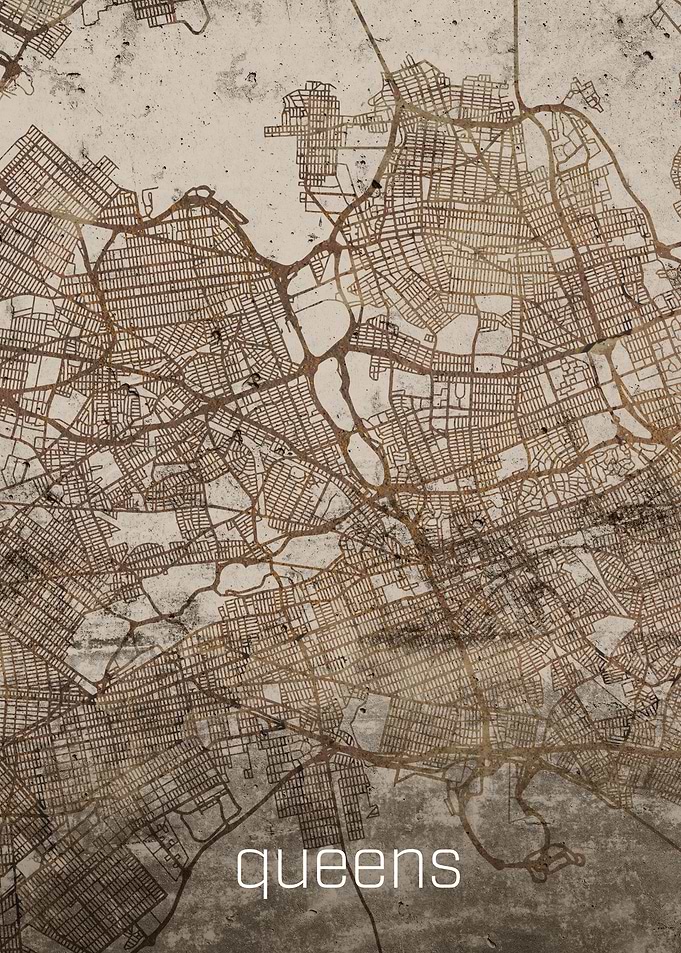 Queens Rusty Street Map