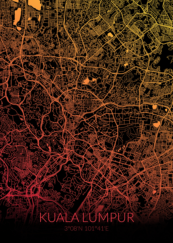 Kuala Lumpur Map Black