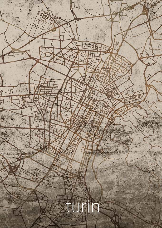 Turin Rusty Street Map