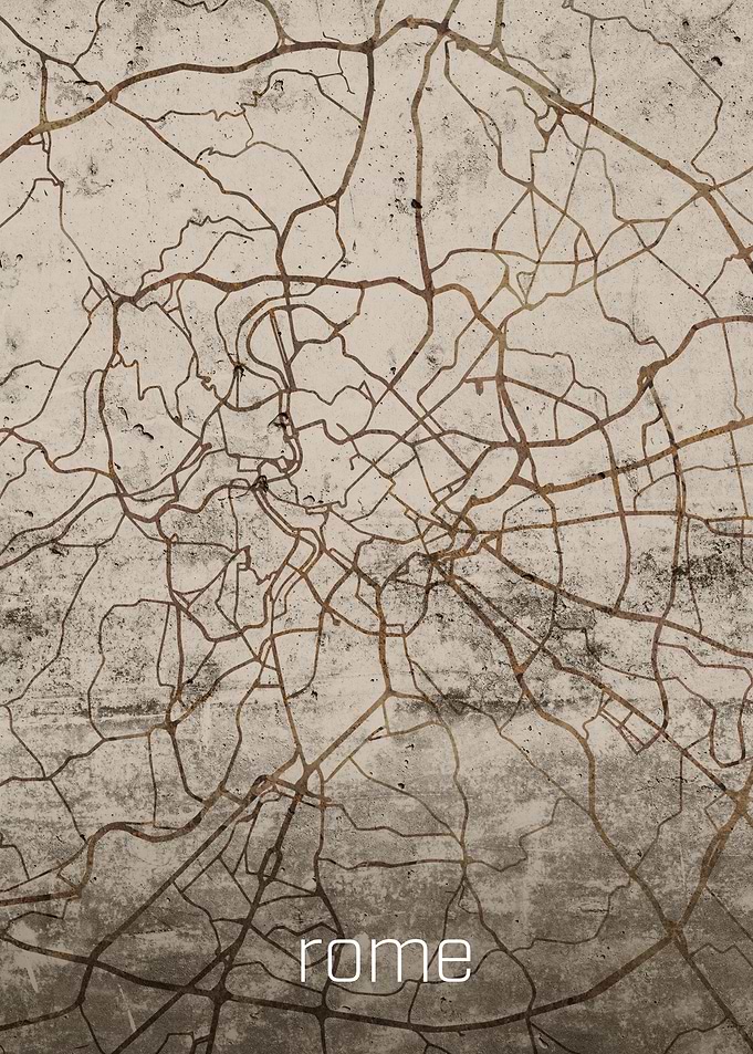 Rome Rusty Street Map