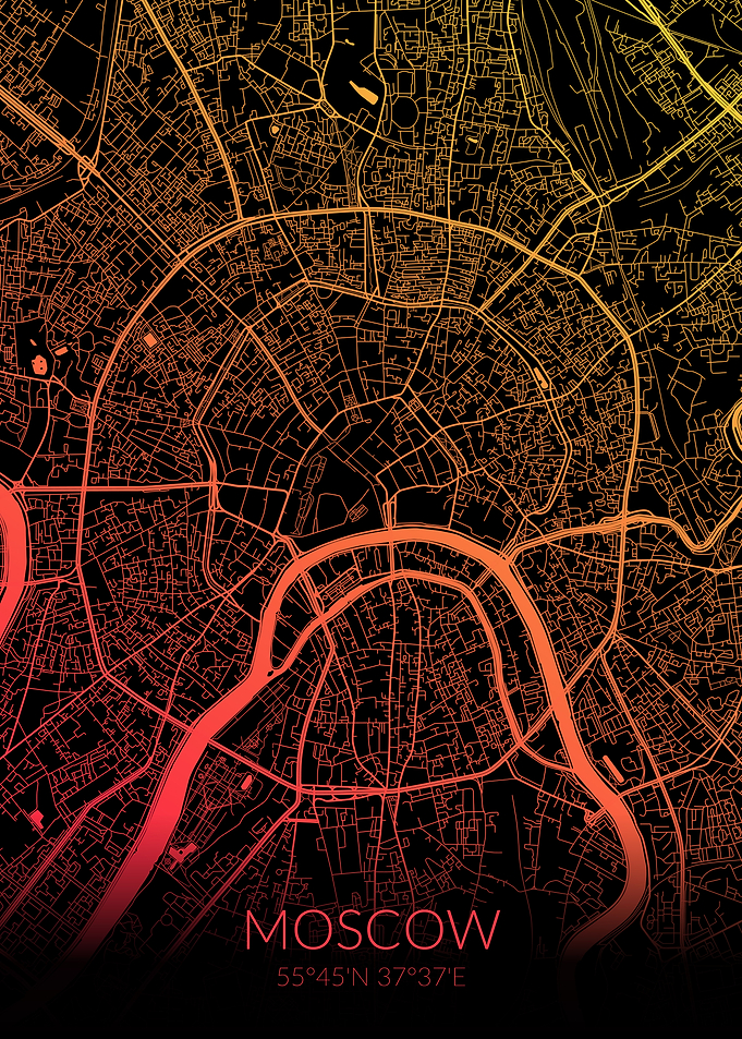 Moscow Map Black Orange