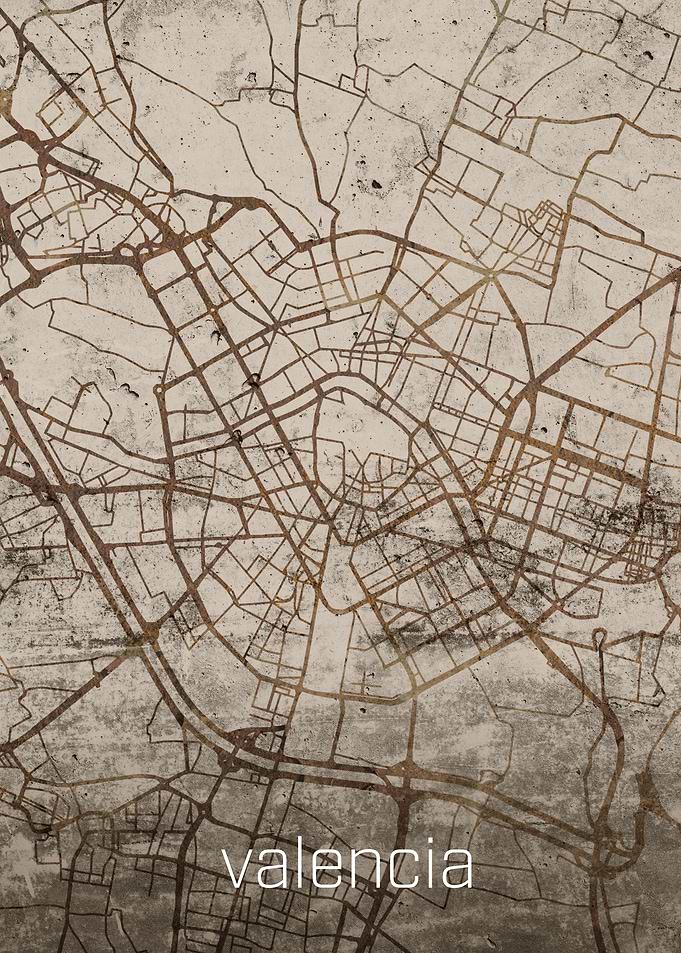 Valencia Rusty Street Map
