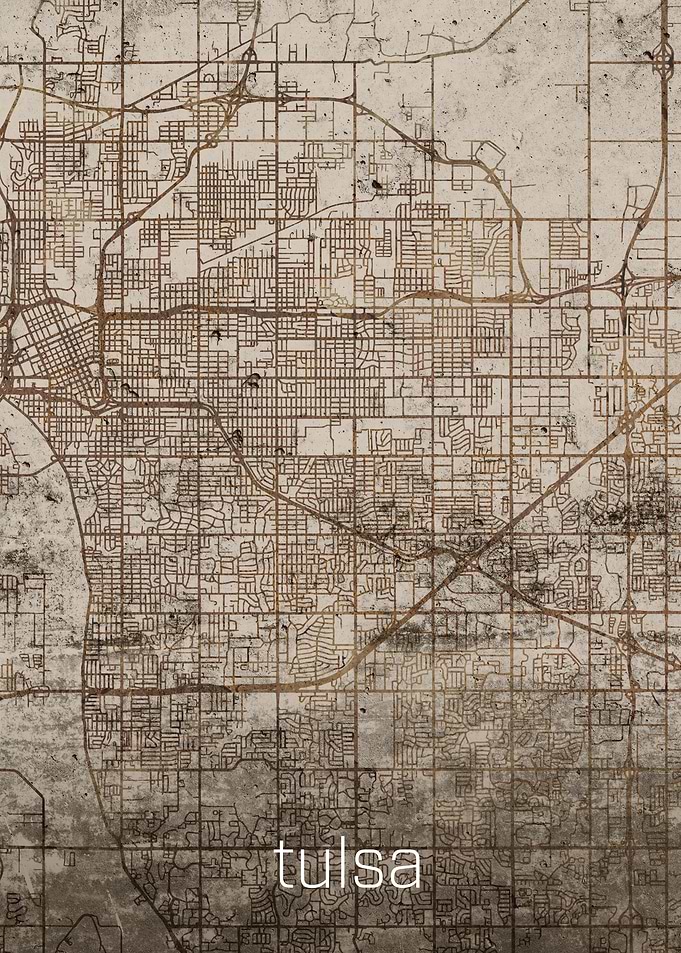 Tulsa Rusty Street Map