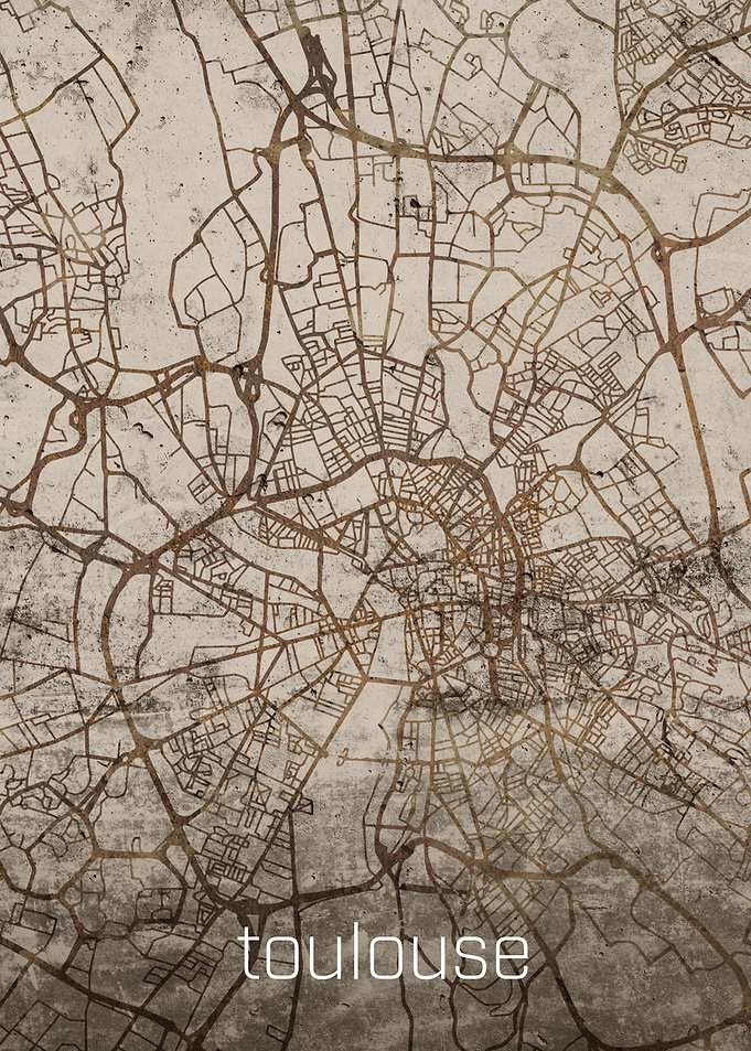 Toulouse Rusty Street Map