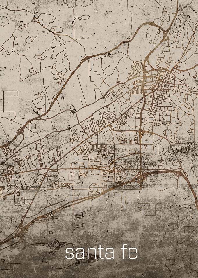 Santa Fe Rusty Street Map