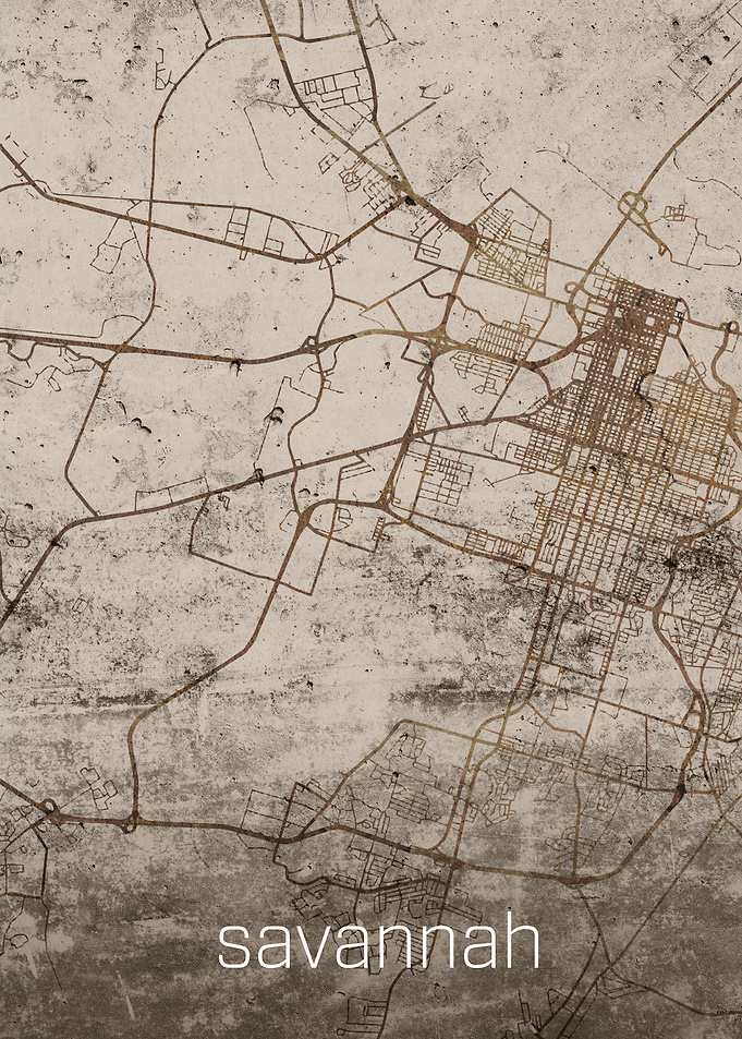Savannah Rusty Street Map