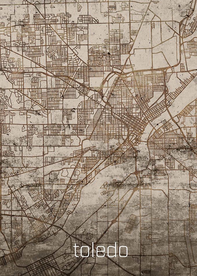 Toledo Rusty Street Map